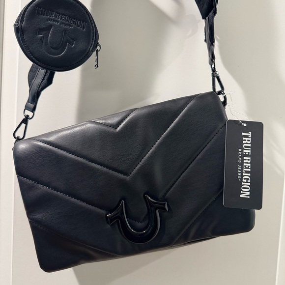 True Religion Handbags - NWT True Religion Black Quilted Flap Crossbody Bag